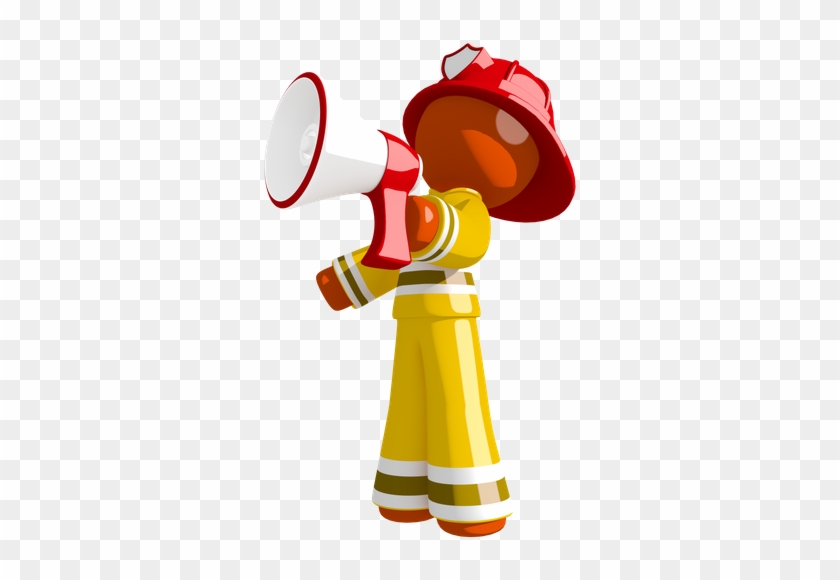 Orange Man Firefighter Announcing Through Megaphone - Orange Man Firefighter Announcing Through Megaphone #1476817