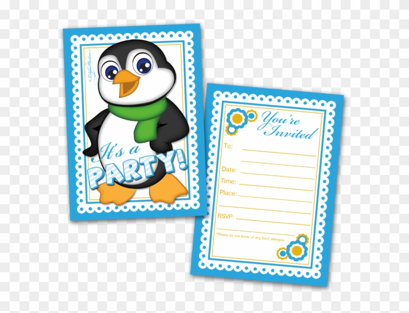20 Kids Party Invitation Cards Boy Penguin And 20 Envelopes - 20 Kids Party Invitation Cards Boy Penguin And 20 Envelopes #1477569