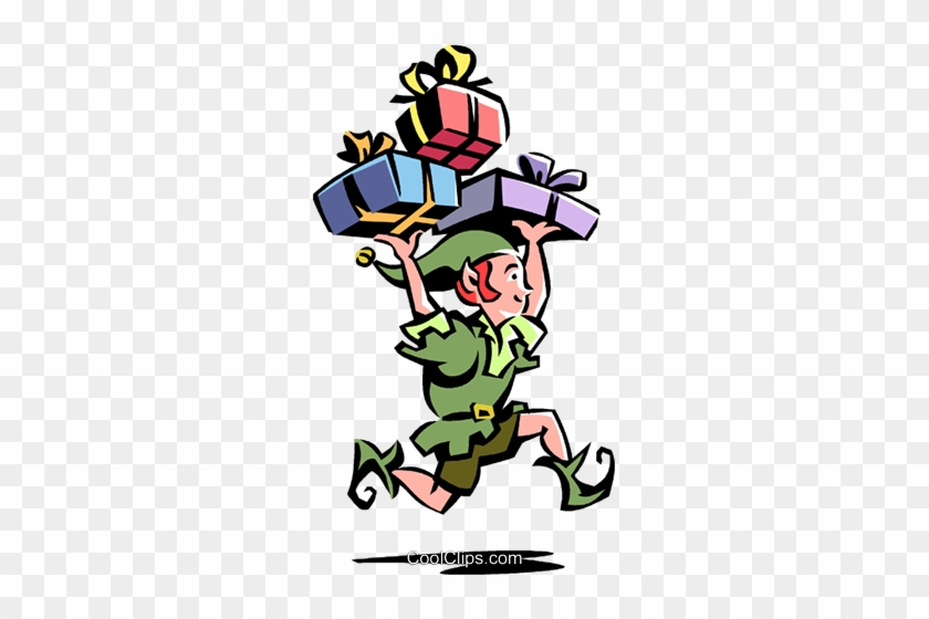 Santa's Elf With Christmas Presents Royalty Free Vector - Santa's Elf With Christmas Presents Royalty Free Vector #1477964