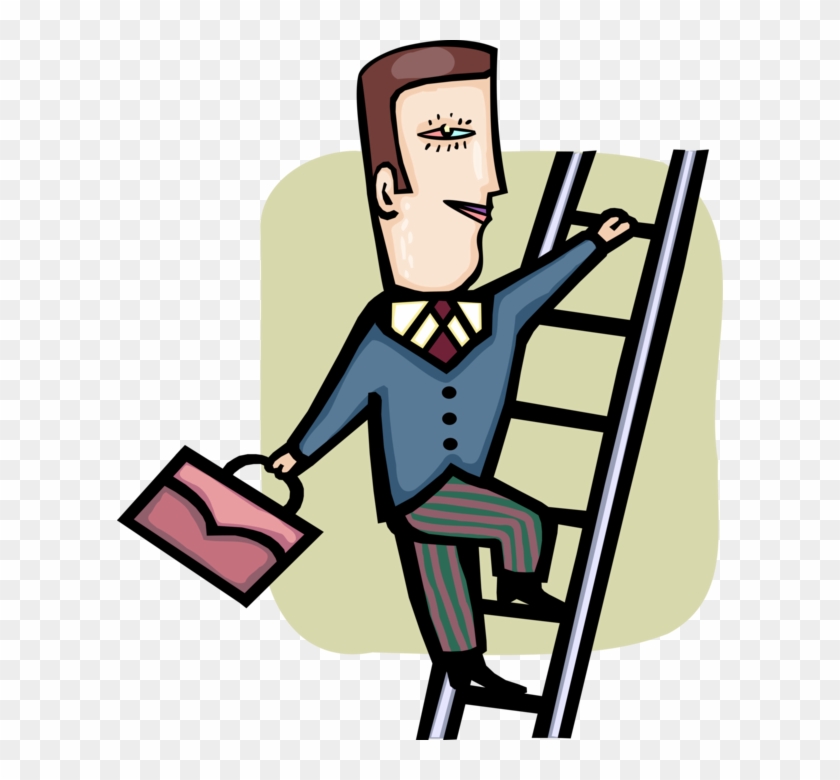 Vector Illustration Of Businessman Climbs Corporate - Vector Illustration Of Businessman Climbs Corporate #1480933