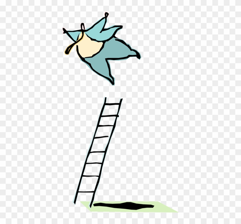 Vector Illustration Of Businessman Jumps Off Ladder - Vector Illustration Of Businessman Jumps Off Ladder #1480943