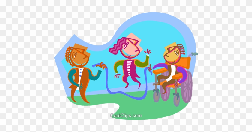 Kids Playing Jump Rope Royalty Free Vector Clip Art - Kids Playing Jump Rope Royalty Free Vector Clip Art #1481301