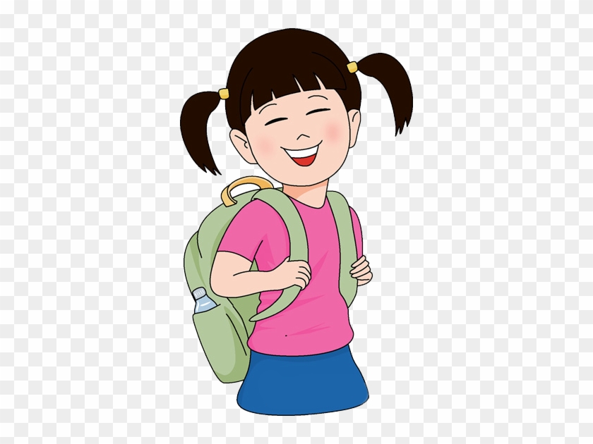 Girl With School Bag Clip Art #231053