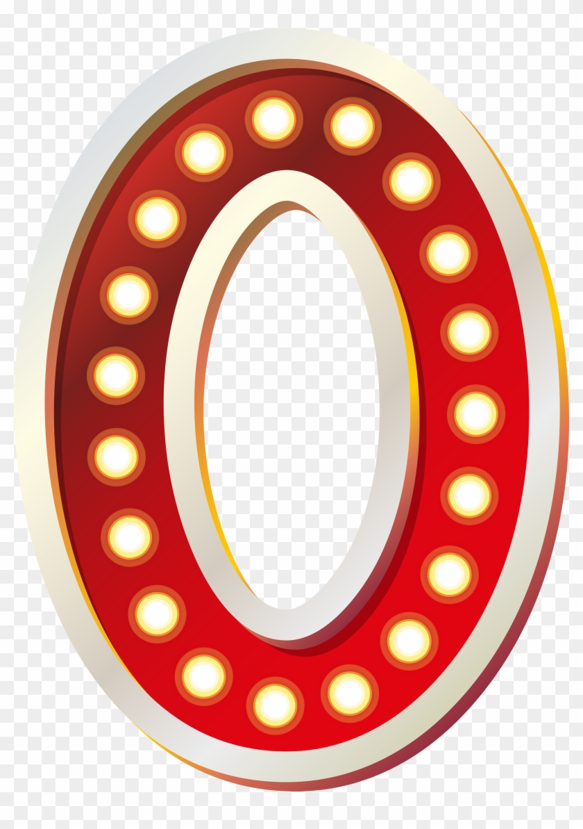 Red Number Zero With Lights Png Clip Art Image - Clipart Png Zero #231352