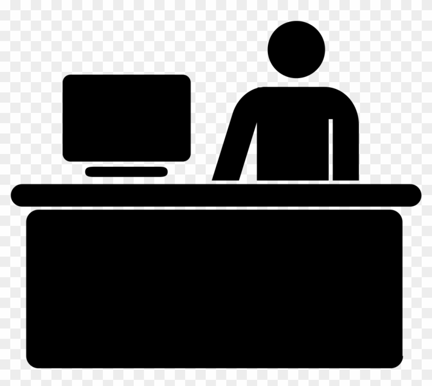Computer Icons Help Desk Symbol Clip Art - Person At Desk Icon #231399