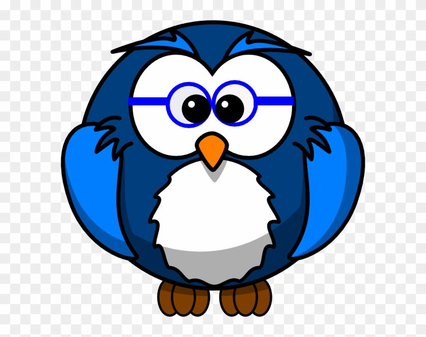 Blue Owl With Glasses Clip Art At Clker - Cartoon Owl #231412