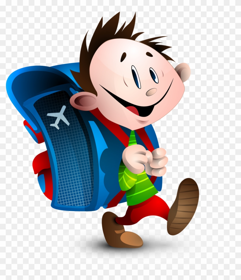 Animation Child School Clip Art - Cartoon Character Boy Walking Png - Free  Transparent PNG Clipart Images Download