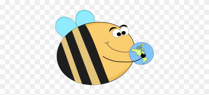 Funny Bee Holding A Globe - Bumble Bees Clipart With Balloons #231780