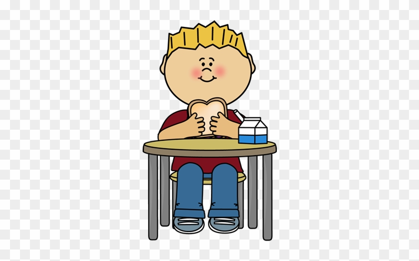 Kid Eating A Sandwich - Eat At Table Clipart #232333