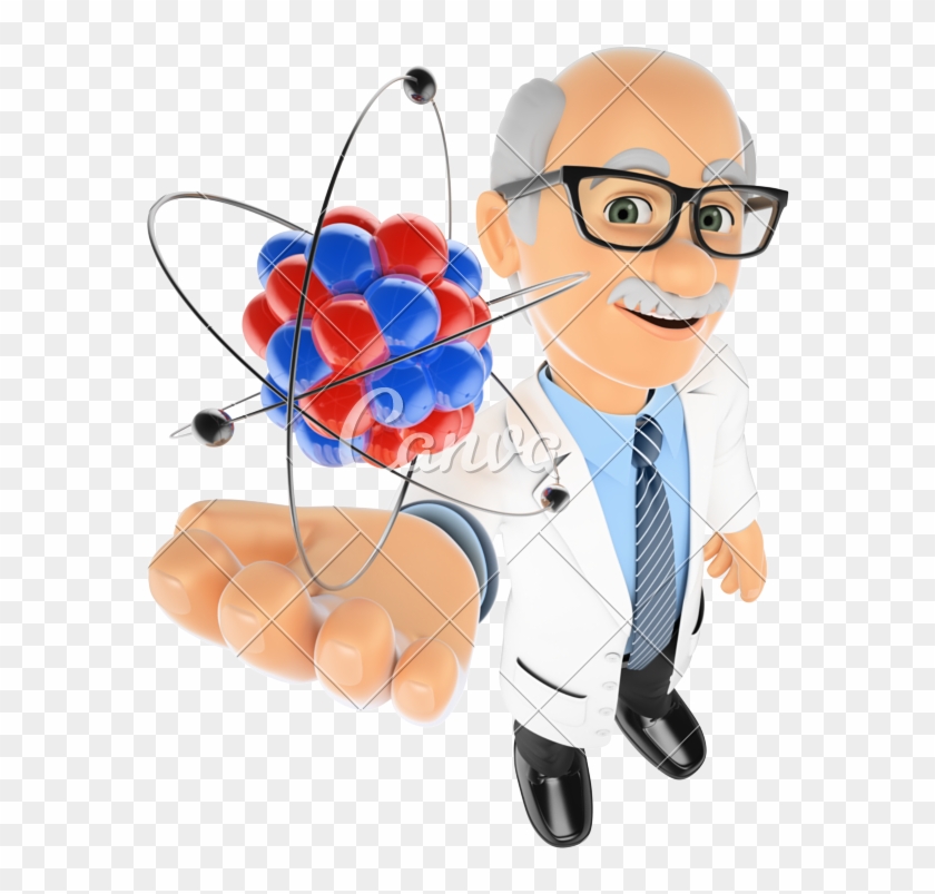 3d Physics Teacher With An Atom - Cartoon Teacher Physics #232698