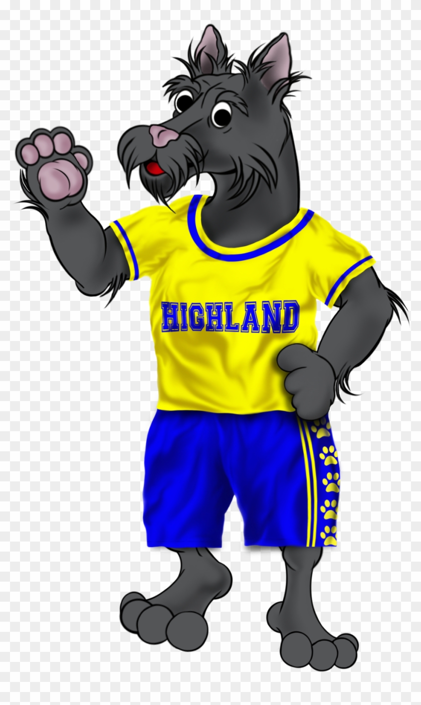 Cartoon Image Of Highland Scottie Dog Mascot Waving - Mascot #233348