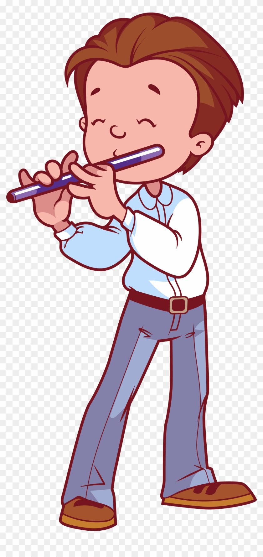 Flute Dizi Child Clip Art - Cartoon Person Playing Flute Png #233491