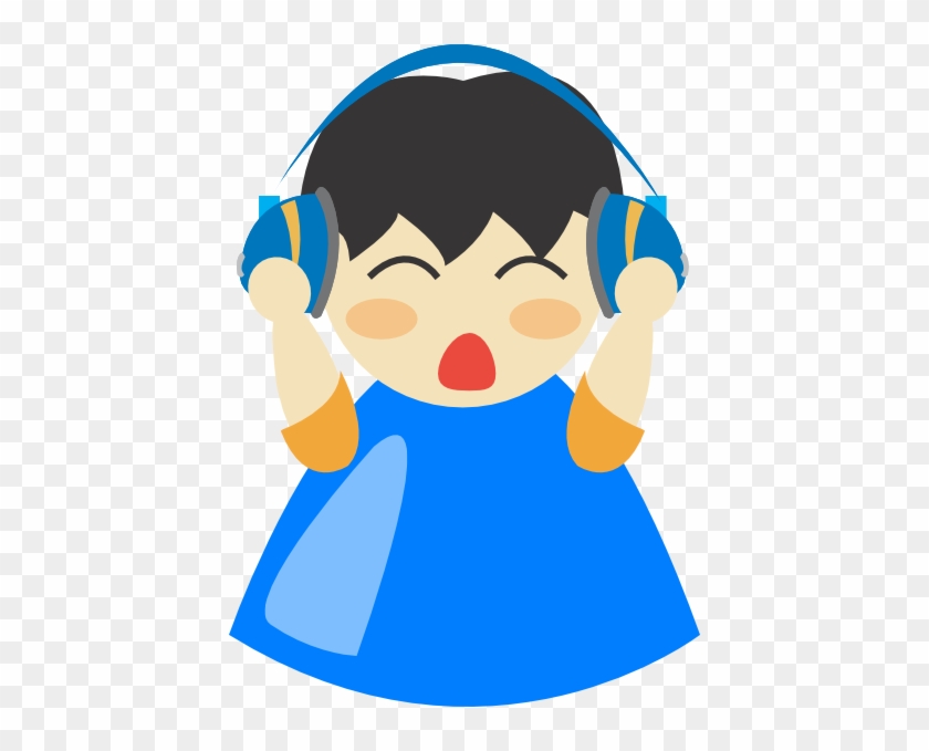 Headphone Blu Boy Clip Art At Clker - Clipart Boy With Headphones #233799