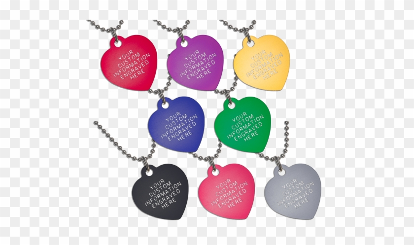 Heart Shaped Aluminum Id Tag Necklace - Heart Shaped Aluminum Id Tag Necklace #1482607