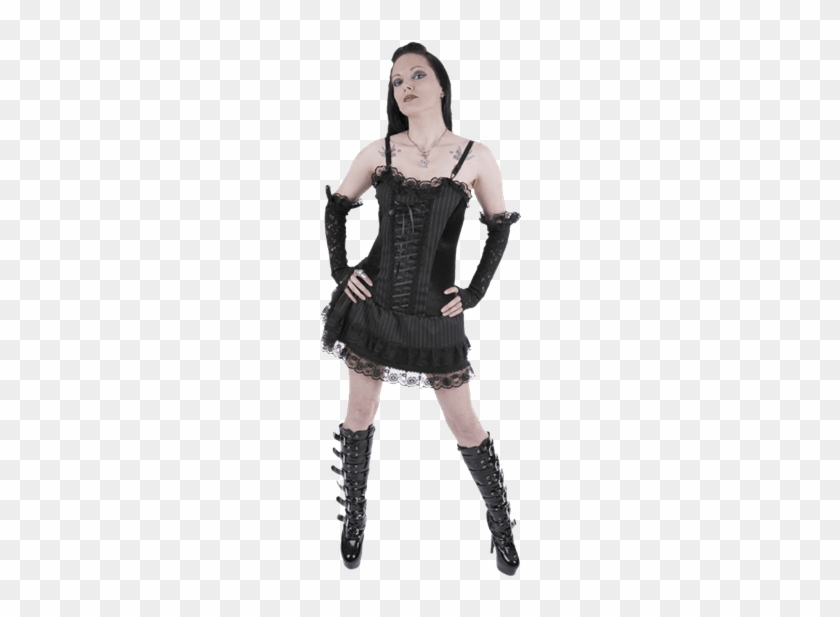 Short Pinstriped Gothic Dress - Short Pinstriped Gothic Dress #1483602