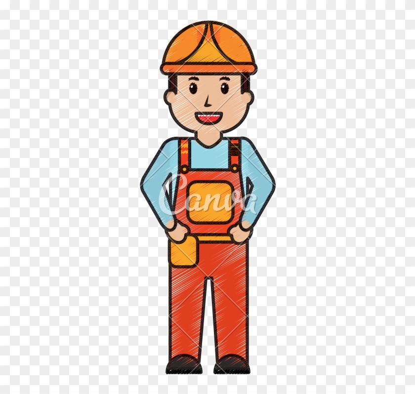 Worker Man Construction Standing Character - Worker Man Construction Standing Character #1484044