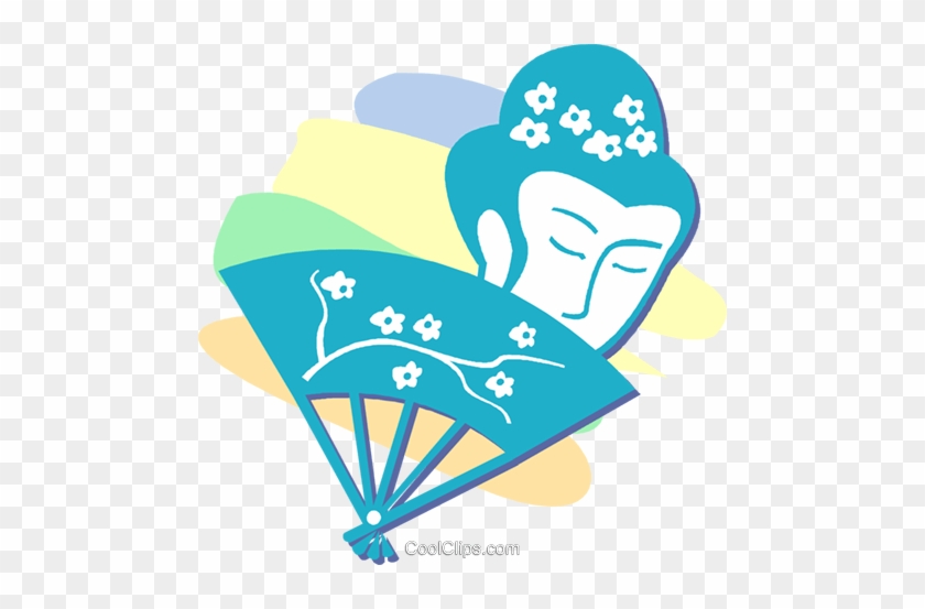 Hand Fan And Asian Face Royalty Free Vector Clip Art - Hand Fan And Asian Face Royalty Free Vector Clip Art #1484235