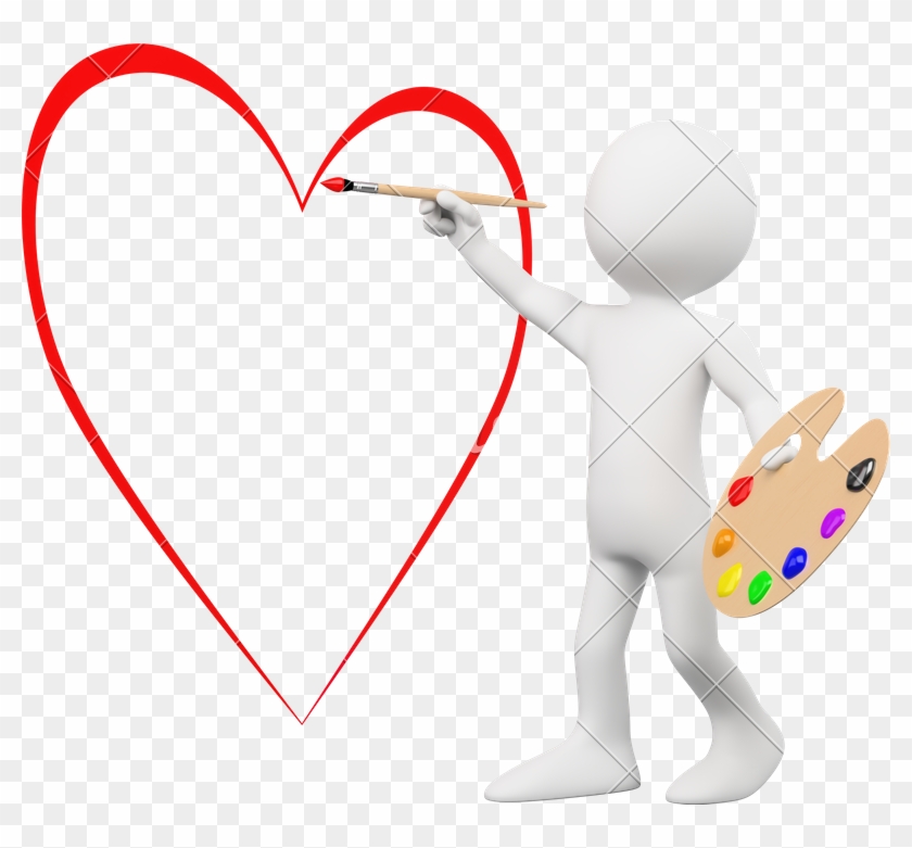 3d Lover Painting A Heart On A Wall - 3d Lover Painting A Heart On A Wall #1484301
