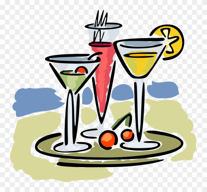 Vector Illustration Of Serving Tray Of Mixed Alcohol - Vector Illustration Of Serving Tray Of Mixed Alcohol #1485856