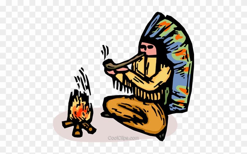 Indian Chief Smoking A Pipe Royalty Free Vector Clip - Indian Chief Smoking A Pipe Royalty Free Vector Clip #1487802