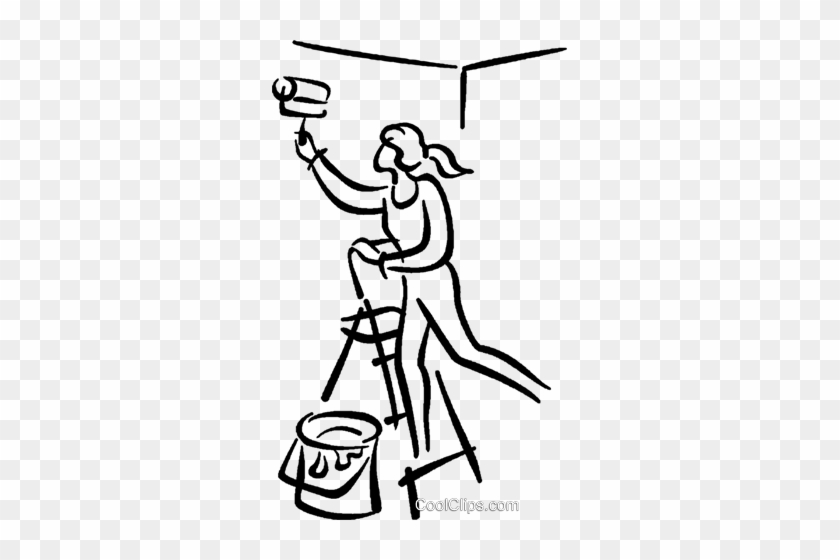 Woman Painting A Wall Royalty Free Vector Clip Art - Woman Painting A Wall Royalty Free Vector Clip Art #1488178