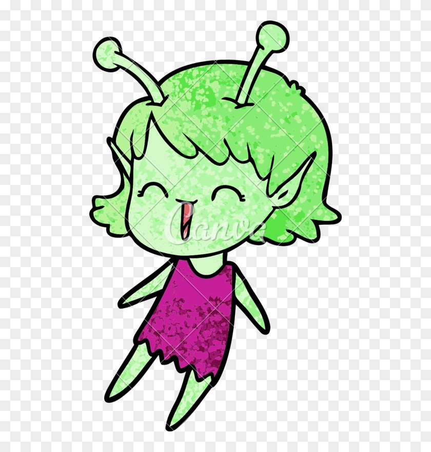 Cartoon Alien Girl Laughing Vector Illustration Design - Cartoon Alien Girl Laughing Vector Illustration Design #1488655
