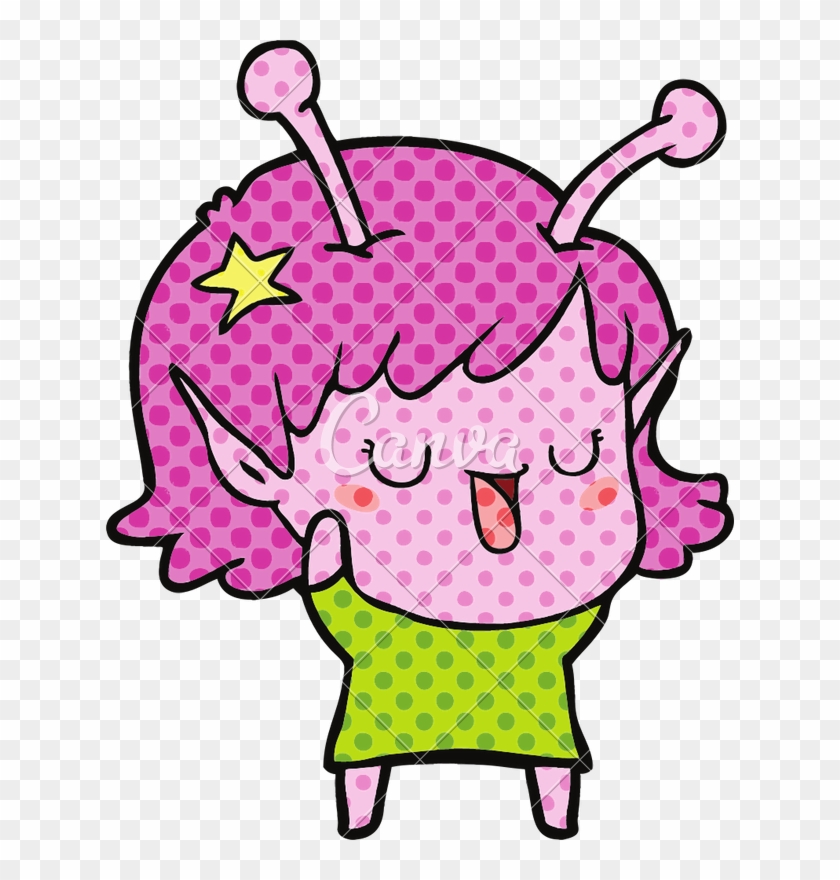 Happy Alien Girl Cartoon Laughing - Happy Alien Girl Cartoon Laughing #1488662