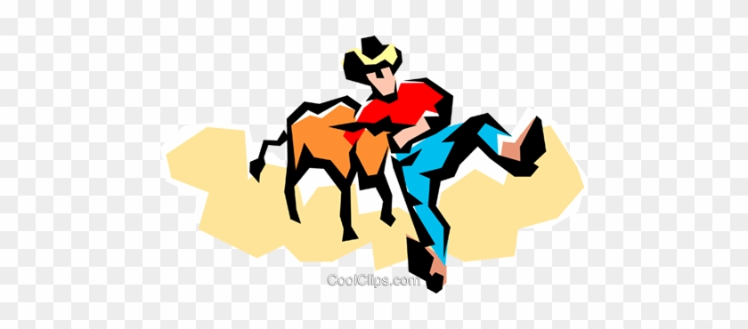 Rodeo Cowboy With A Steer Royalty Free Vector Clip - Rodeo Cowboy With A Steer Royalty Free Vector Clip #1488708