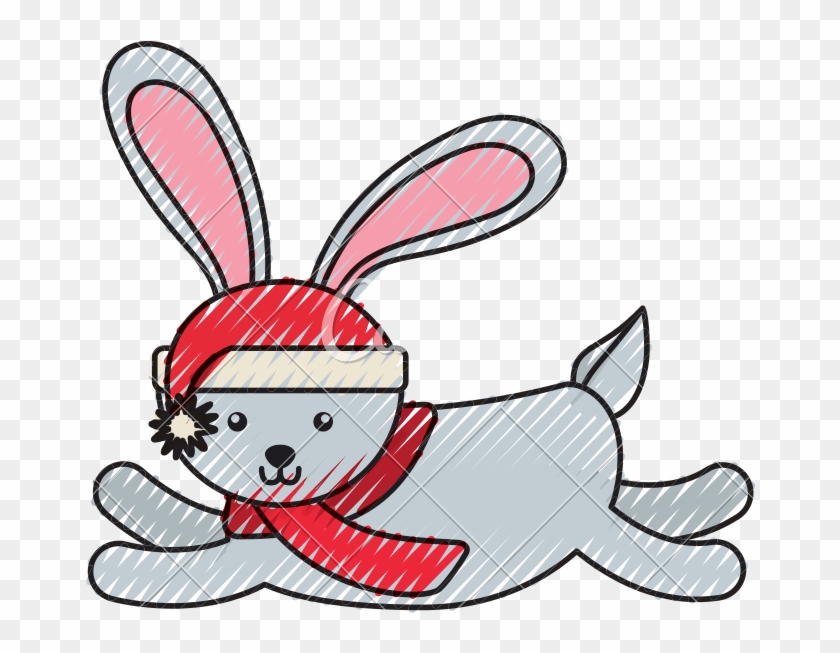 Christmas Rabbit Cartoon - Christmas Rabbit Cartoon #1488831