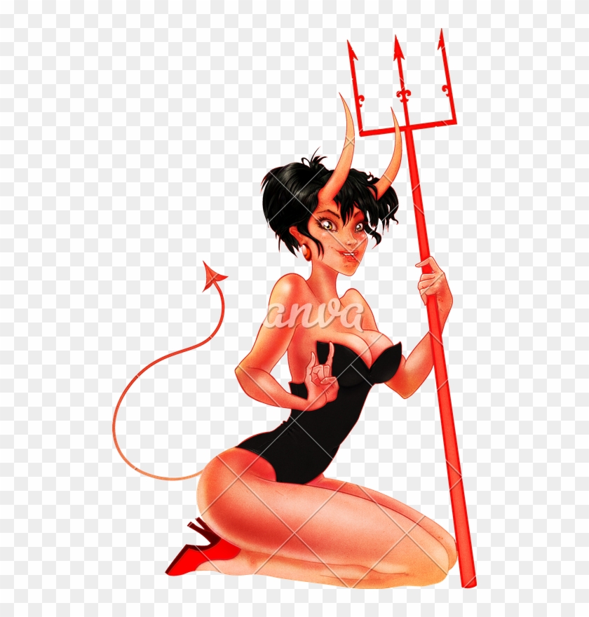 Retro Halloween Devil Girl Pin Up - Retro Halloween Devil Girl Pin Up #1489353