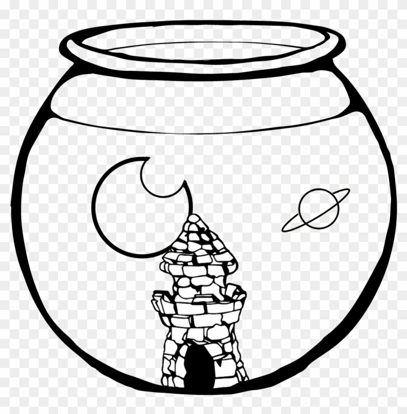 Fish Bowl Clipart Black And White - Fish Bowl Clipart Black And White #1489948