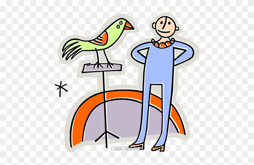 Man With A Parrot On A Perch Royalty Free Vector Clip - Man With A Parrot On A Perch Royalty Free Vector Clip #1493106