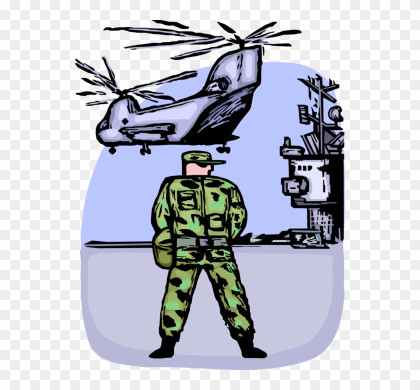 Vector Illustration Of Serviceman Stands Guard With - Vector Illustration Of Serviceman Stands Guard With #1494165