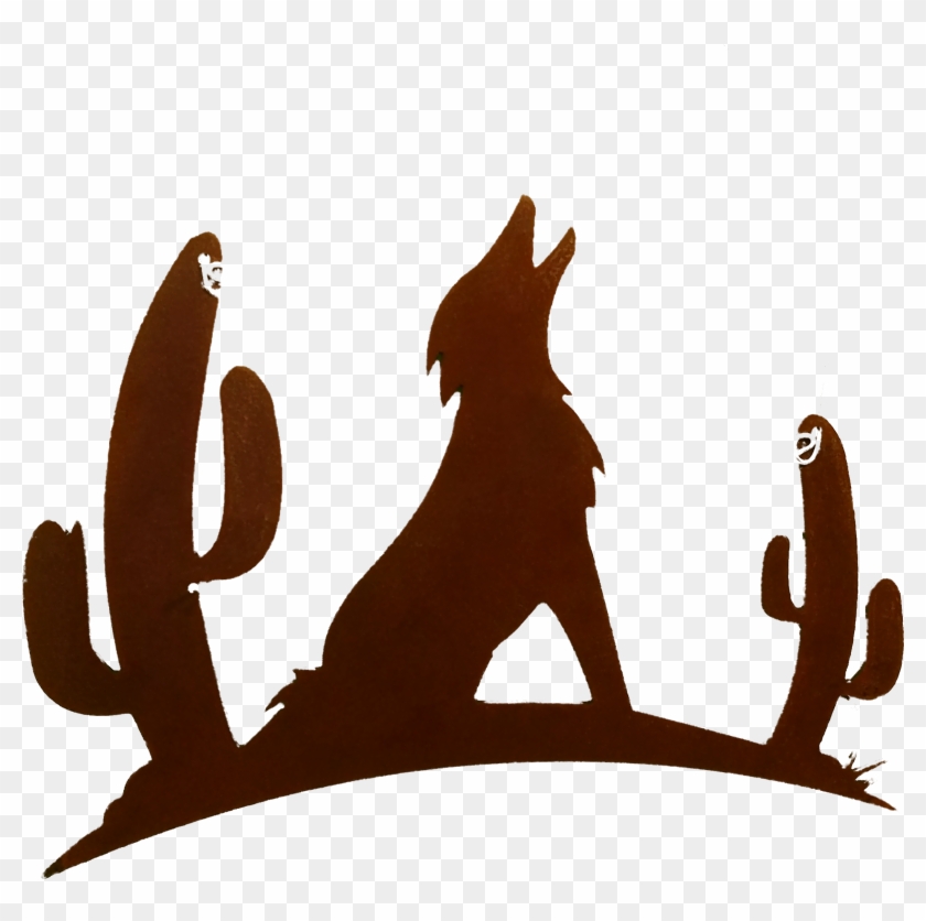 Howling Coyote With Cactus Larger Image - Howling Coyote With Cactus Larger Image #1494729