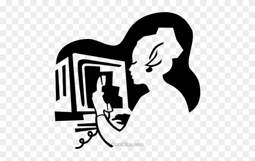 Woman At Computer Royalty Free Vector Clip Art Illustration - Woman At Computer Royalty Free Vector Clip Art Illustration #1496890
