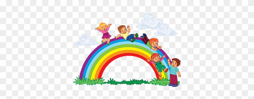 Carefree Young Children Slide Down The Rainbow, Cute, - Carefree Young Children Slide Down The Rainbow, Cute, #1497128