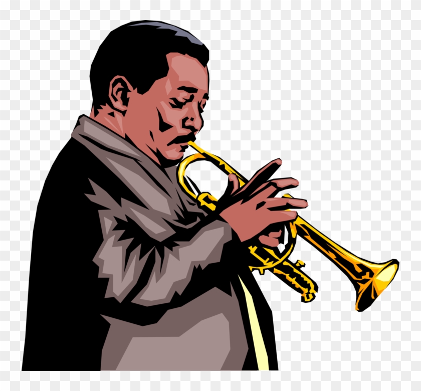 Vector Illustration Of Jazz Musician Plays Trumpet - Vector Illustration Of Jazz Musician Plays Trumpet #1499408