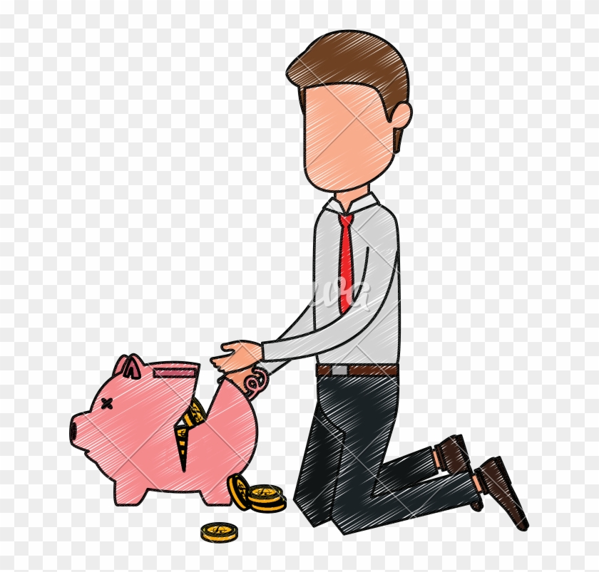 Man With Broken Piggy Bank - Man With Broken Piggy Bank #1500381
