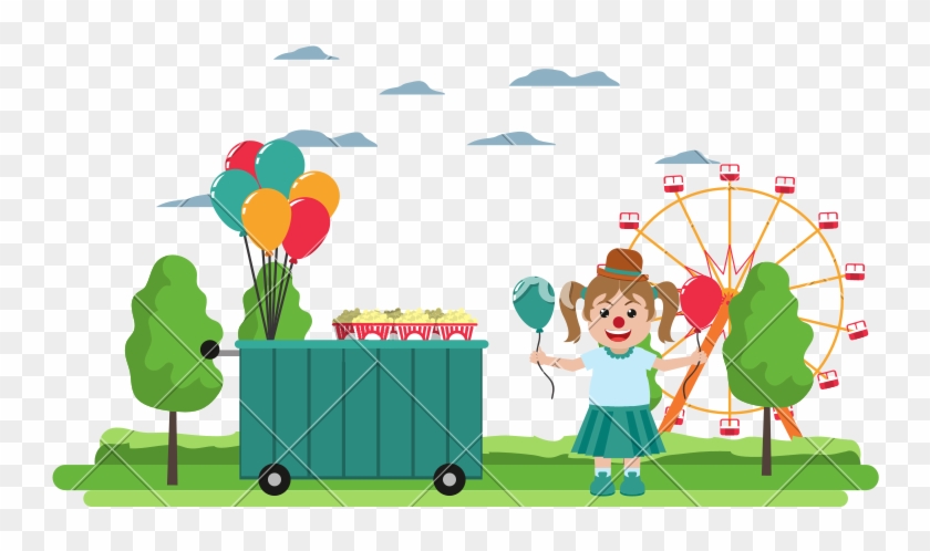 Carnival Shop Car And Clown Girl - Carnival Shop Car And Clown Girl #1500425