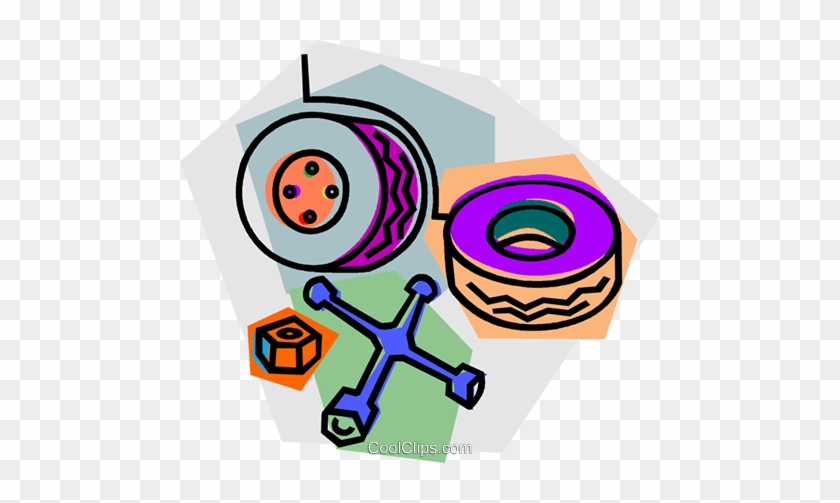 Changing A Flat Tire Royalty Free Vector Clip Art Illustration - Changing A Flat Tire Royalty Free Vector Clip Art Illustration #1501238