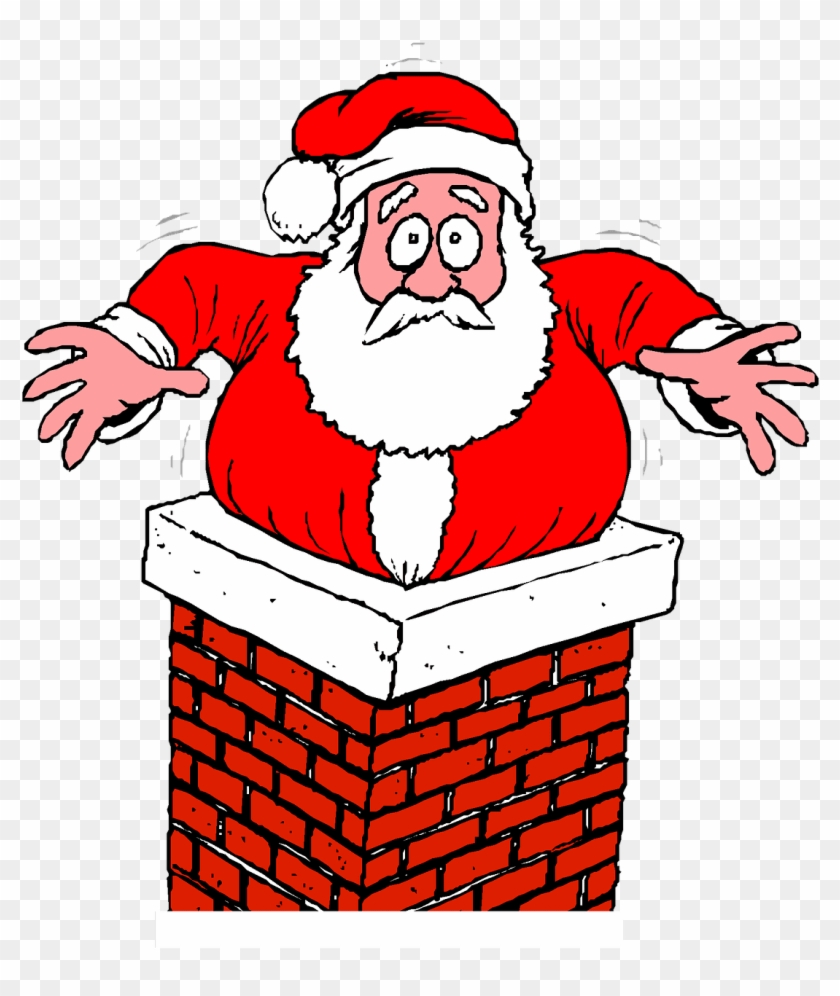 Santa Stuck At The Chimney - Santa Stuck At The Chimney - Free Transparent  PNG Clipart Images Download