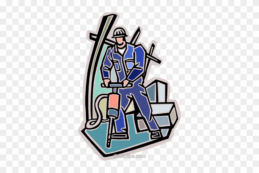 Construction Worker With Jack Hammer Royalty Free Vector - Construction Worker With Jack Hammer Royalty Free Vector #1502209