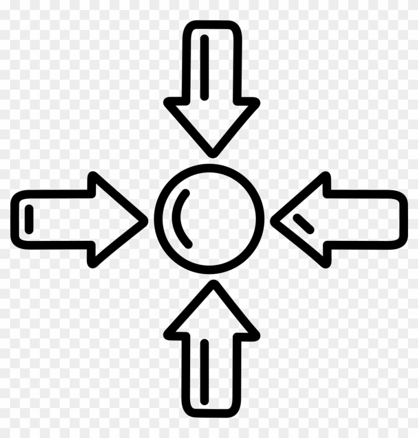 Four Arrows In Cross Pointing To A Circle At Center - Four Arrows In Cross Pointing To A Circle At Center #1505604