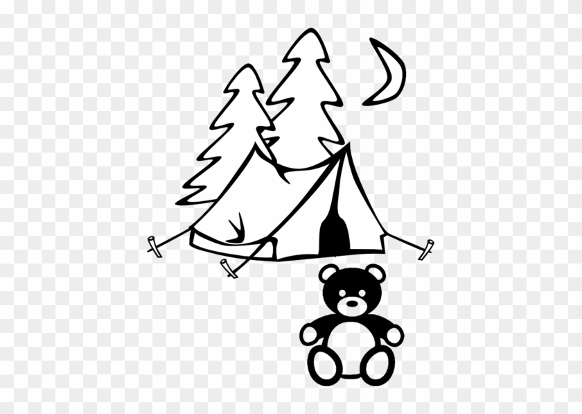Teddy Bear Sitting In Front Of A Tent And Pine Trees - Teddy Bear Sitting In Front Of A Tent And Pine Trees #1505757