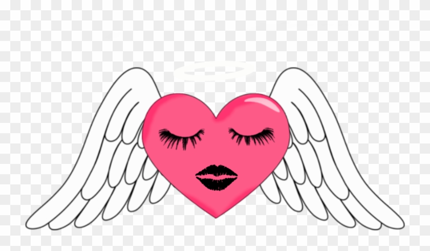 Angel Wing Pink Heart With Halo Clipart - Cute Angel Wings Clipart #233907