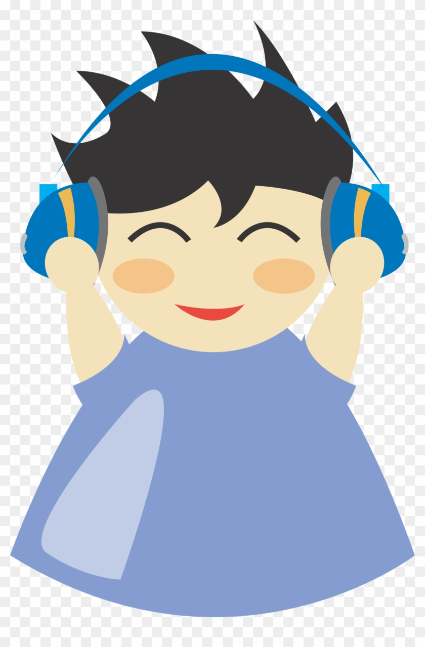 Big Image - Listening With Headphones Cartoon #233925