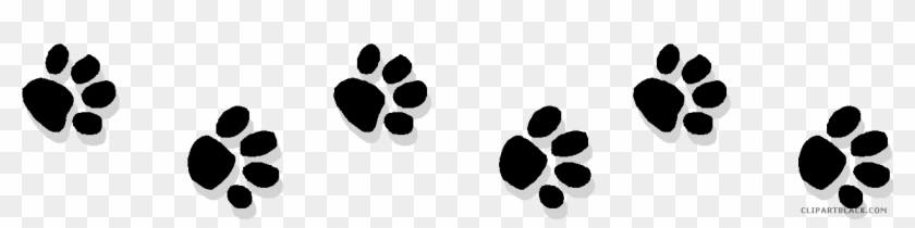 Cat Paw Print Animal Free Black White Clipart Images - Line Of Paw Prints #235593