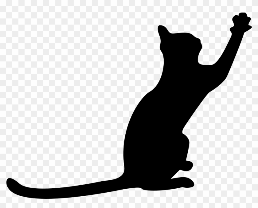 Cat Black Silhouette With Extended Tail And One Paw - Cat Silhouette #235711