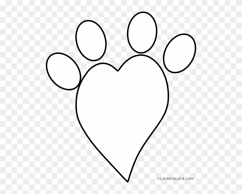 Paw Print Heart Animal Free Black White Clipart Images - Heart Paw Print Clip Art #235865