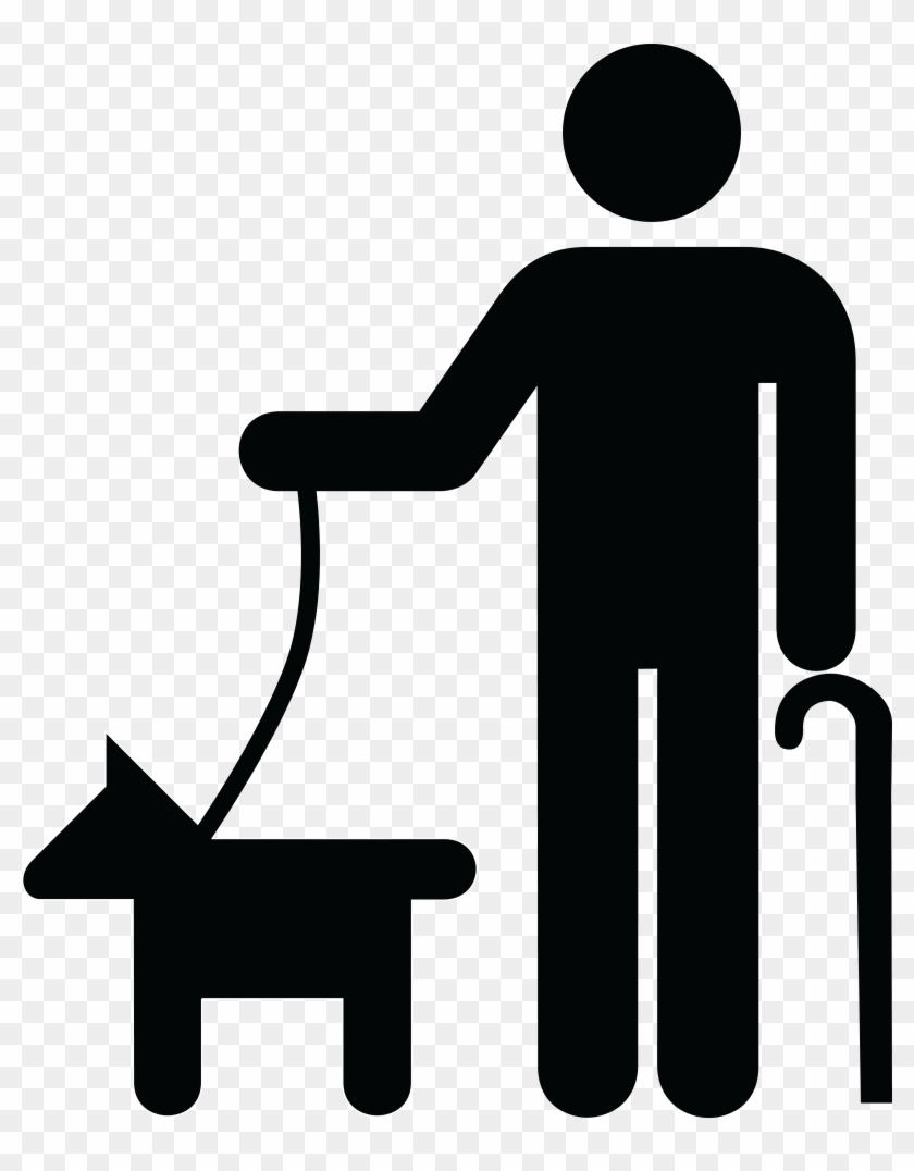 Free Clipart Of A Man With Disability Dog - Blind Icon #235908